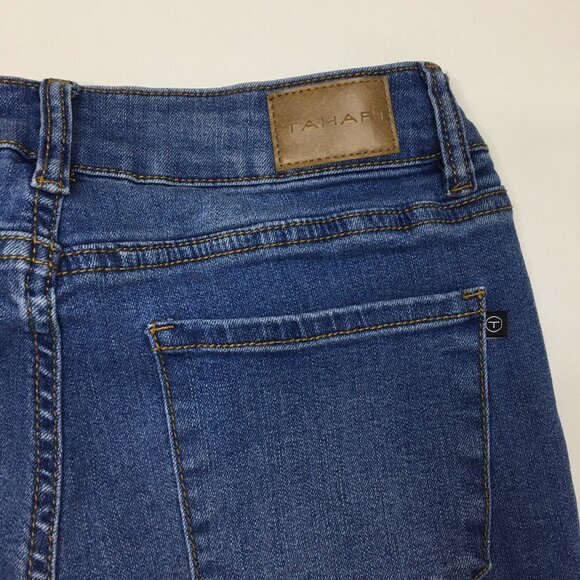 TAHARI Medium/Light Wash Fit Solution CHLOE 5 Pocket Logo Hardware Jeans - Picture 10 of 12